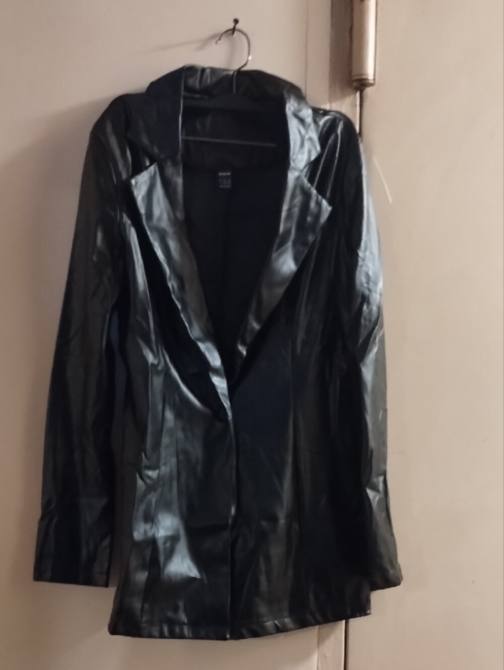 SHEIN Black Faux Leather Blazer Jacket - Picture 5 of 6